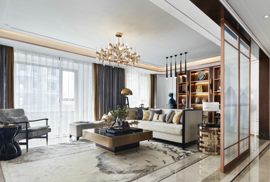 城東春曉118㎡新中式風(fēng)格三居室裝修案例