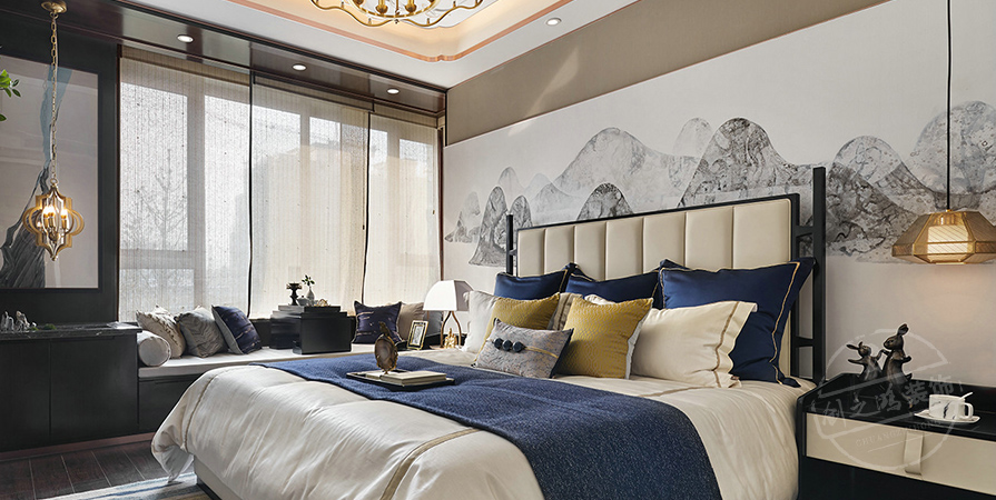 城東春曉118㎡新中式風(fēng)格三居室裝修案例