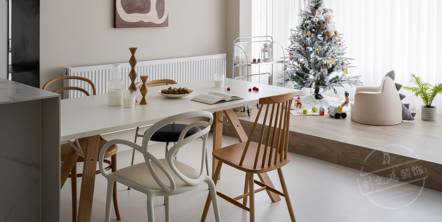 花語(yǔ)尚東125㎡奶油風(fēng)格三居室裝修案例