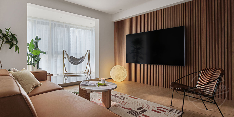 金地萬悅城102㎡原木風(fēng)格三居室裝修案例